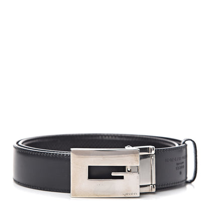 Gucci Calfskin Lizard Embossed Reversible Square G Buckle Belt 70 28 Black Brown 1 of 5