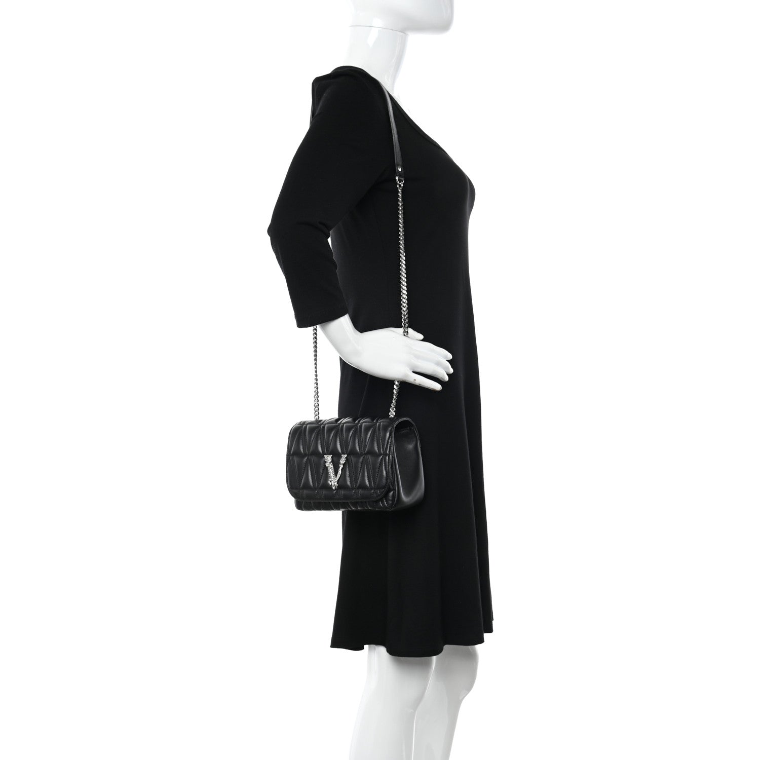 Versace Nappa Quilted Virtus Bag Black 2 of 17
