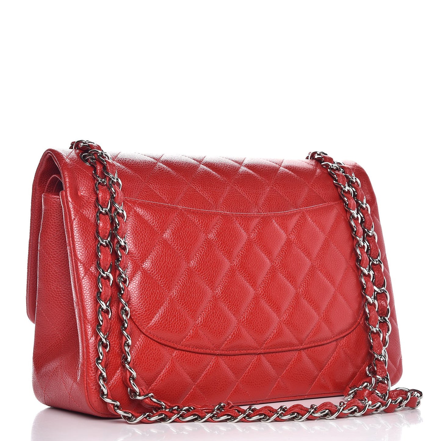 Caviar Quilted Jumbo Double Flap Red