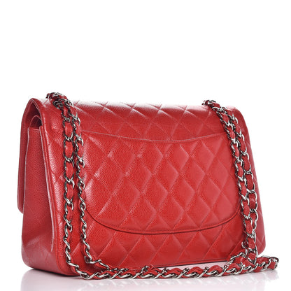 Chanel Caviar Quilted Jumbo Double Flap Red 3 of 10