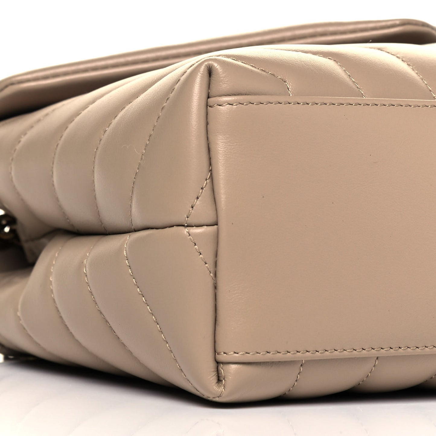 Calfskin Y Quilted Monogram Small Loulou Chain Satchel Dark Beige