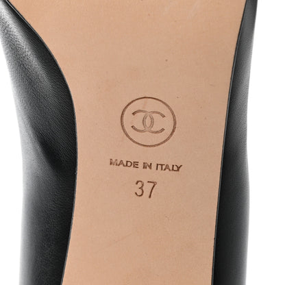Chanel Lambskin Calfskin Patent Cap Toe CC Pumps 37 Black 6 of 10