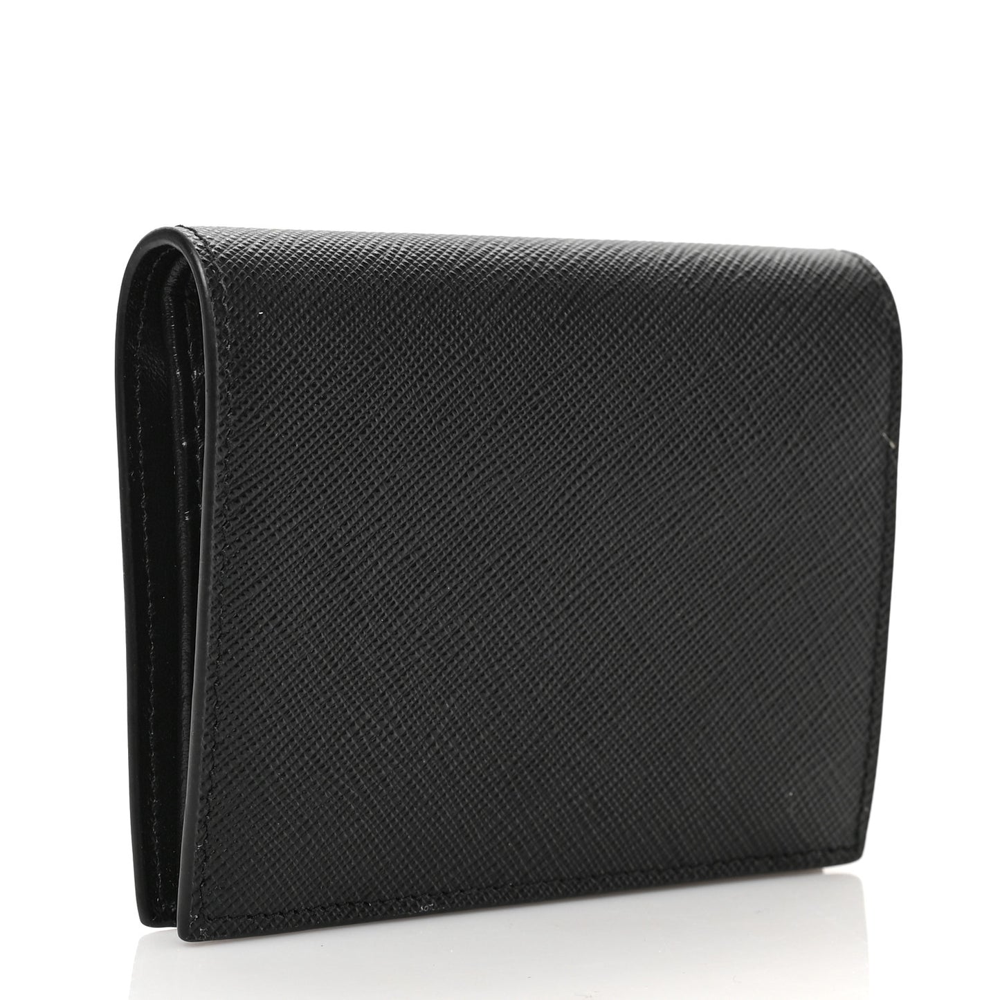 Saffiano Small Triangle Bi-Fold Wallet Black