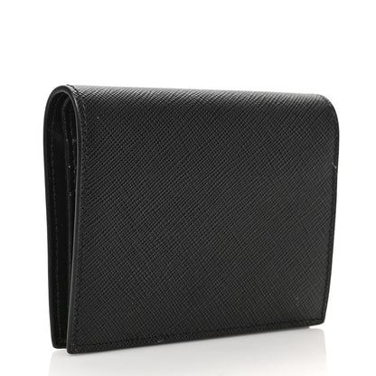 Prada Saffiano Small Triangle Bi-Fold Wallet Black 3 of 6