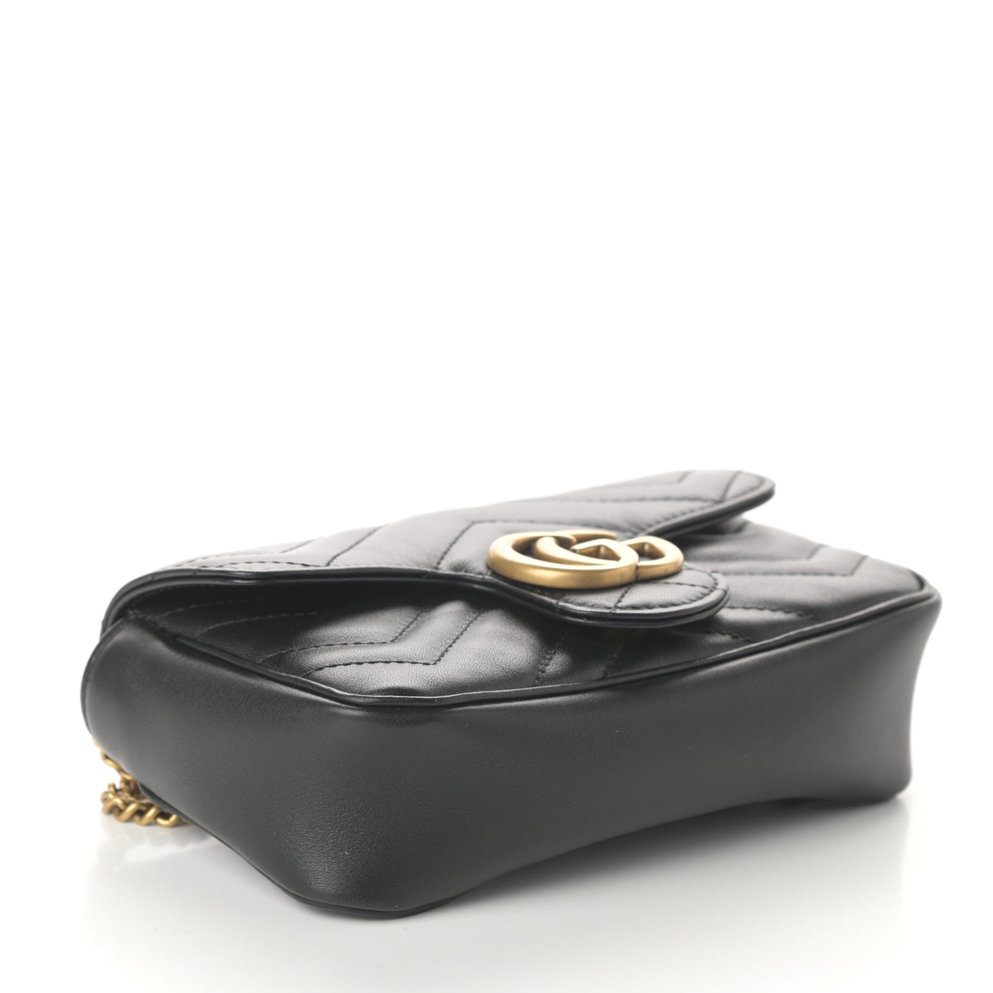 Calfskin Matelasse Super Mini GG Marmont Shoulder Bag Black