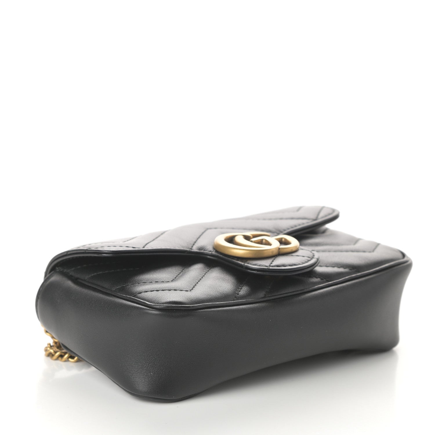 Gucci Calfskin Matelasse Super Mini GG Marmont Shoulder Bag Black 4 of 8