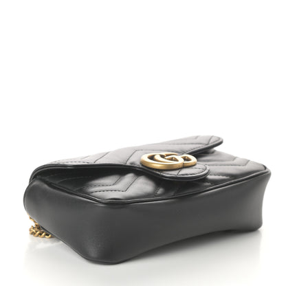 Gucci Calfskin Matelasse Super Mini GG Marmont Shoulder Bag Black 4 of 8