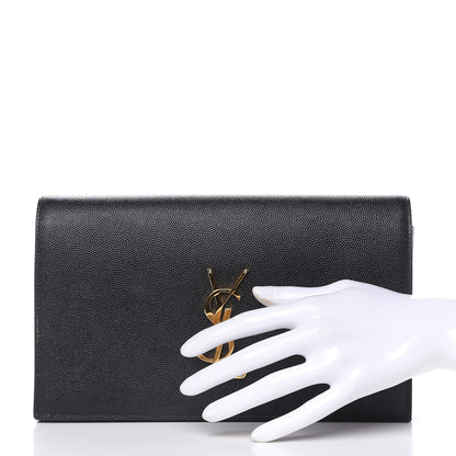 Saint Laurent Grain De Poudre Classic Monogram Kate Clutch Black 2 of 13