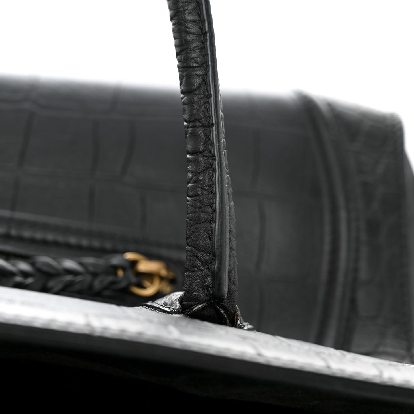 Calfskin Crocodile Embossed Medium Phantom Luggage Black