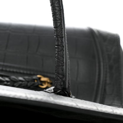 Celine Calfskin Crocodile Embossed Medium Phantom Luggage Black 16 of 17