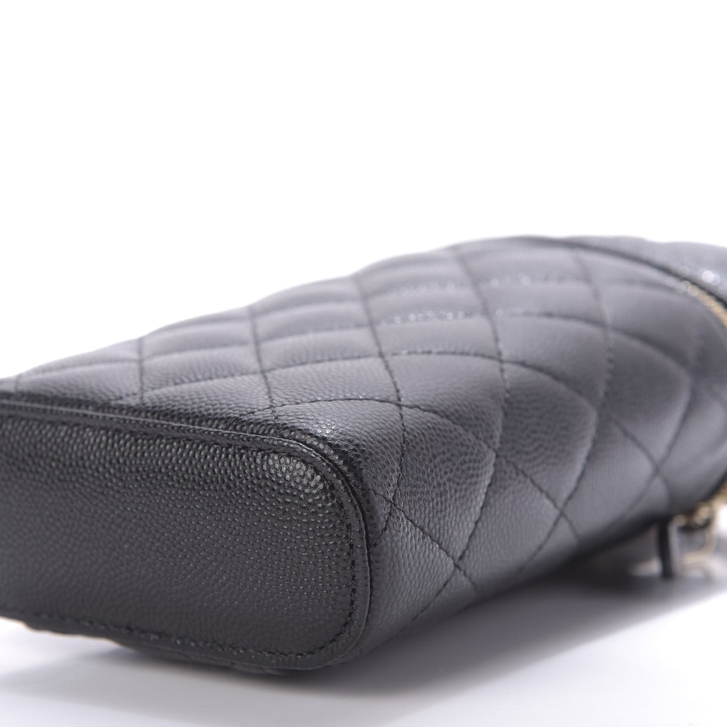 Caviar Quilted Phone Holder With Chain Black