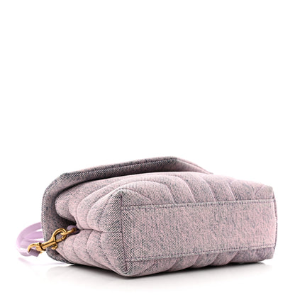 Saint Laurent Denim Y Quilted Monogram Toy Loulou Crossbody Bag Bleached Lilac 4 of 11