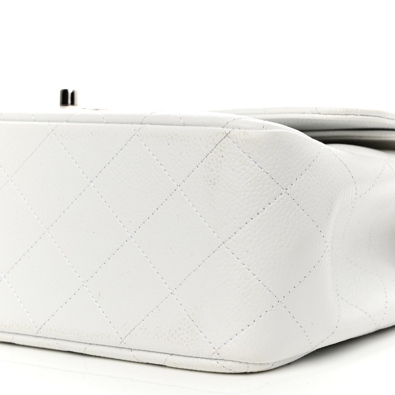 Chanel Caviar Quilted Jumbo Double Flap White 10 of 13