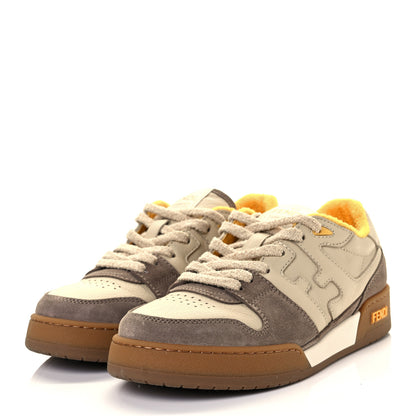 Fendi Calfskin Suede Fendi Match Low Top Sneakers 38 Dodo Straw Yellow 3 of 8