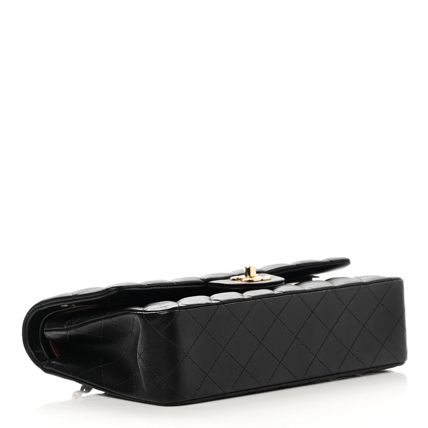 Lambskin Quilted Medium Double Flap Black