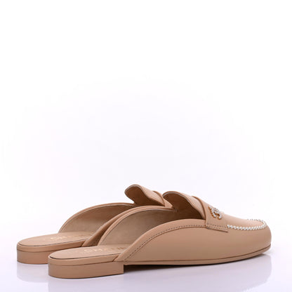 Chanel Lambskin Pearl CC Mules 40.5 Beige 4 of 9