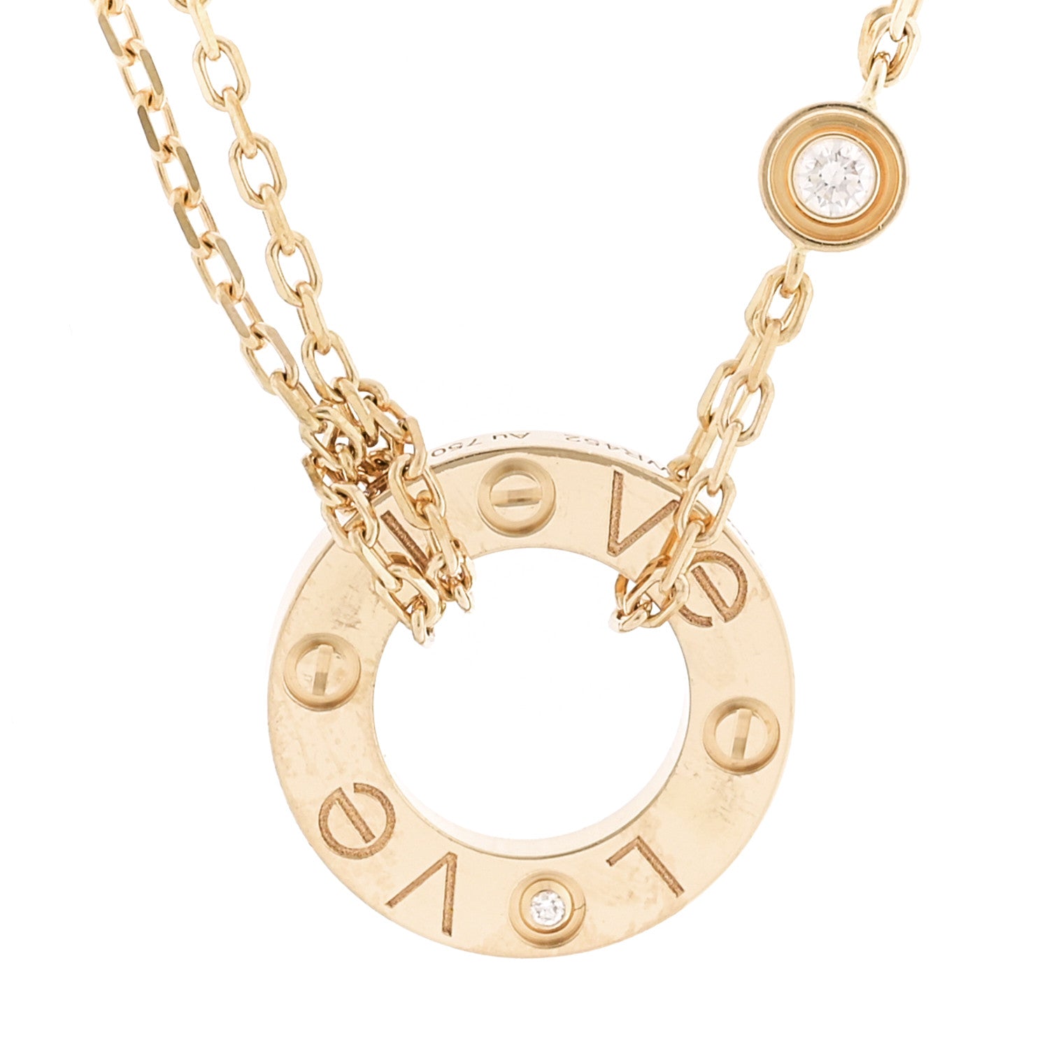 Cartier 18K Yellow Gold 2 Diamond LOVE Necklace 4 of 6