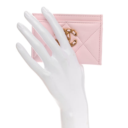 Chanel Lambskin Quilted Chanel 19 Card Holder Light Pink 2 of 8