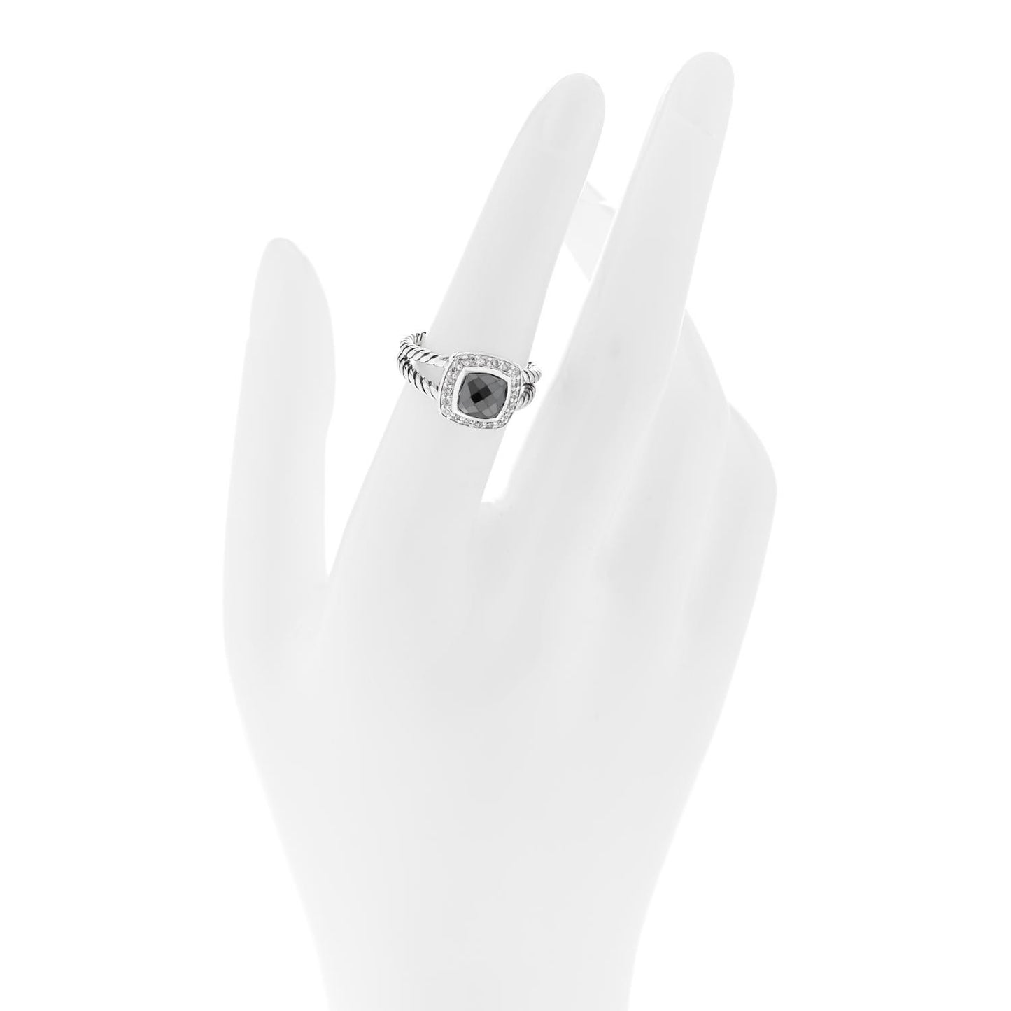 Sterling Silver Diamond Hematite 7mm Petite Albion Ring 52 6