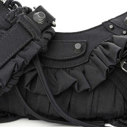 Balenciaga Ruffled Jersey Le Cagole Shoulder Bag XS Black 8 of 10
