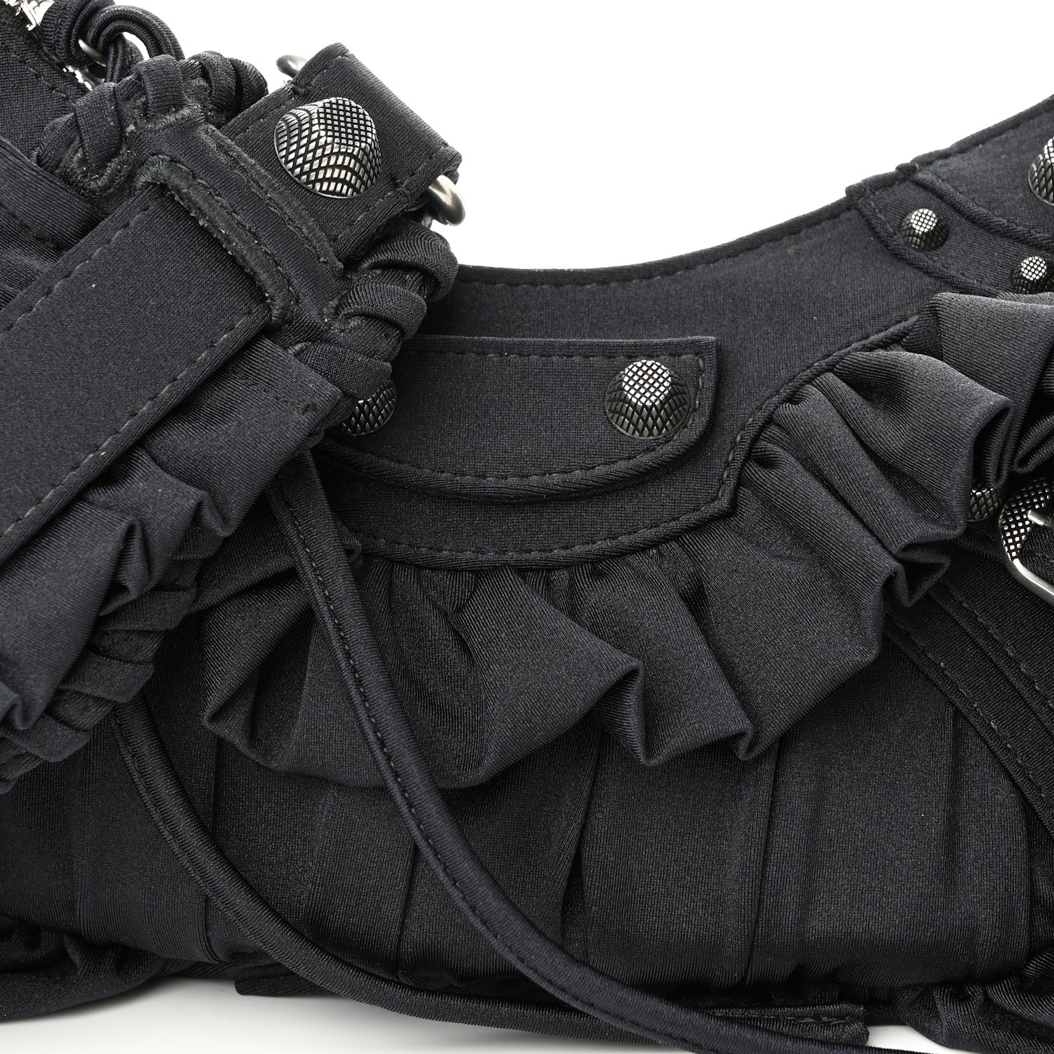 Balenciaga Ruffled Jersey Le Cagole Shoulder Bag XS Black 8 of 10