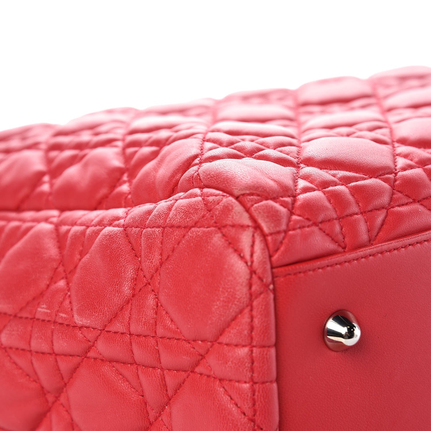 Christian Dior Lambskin Cannage Large Dior Soft Shopping Tote Coral 9 of 16