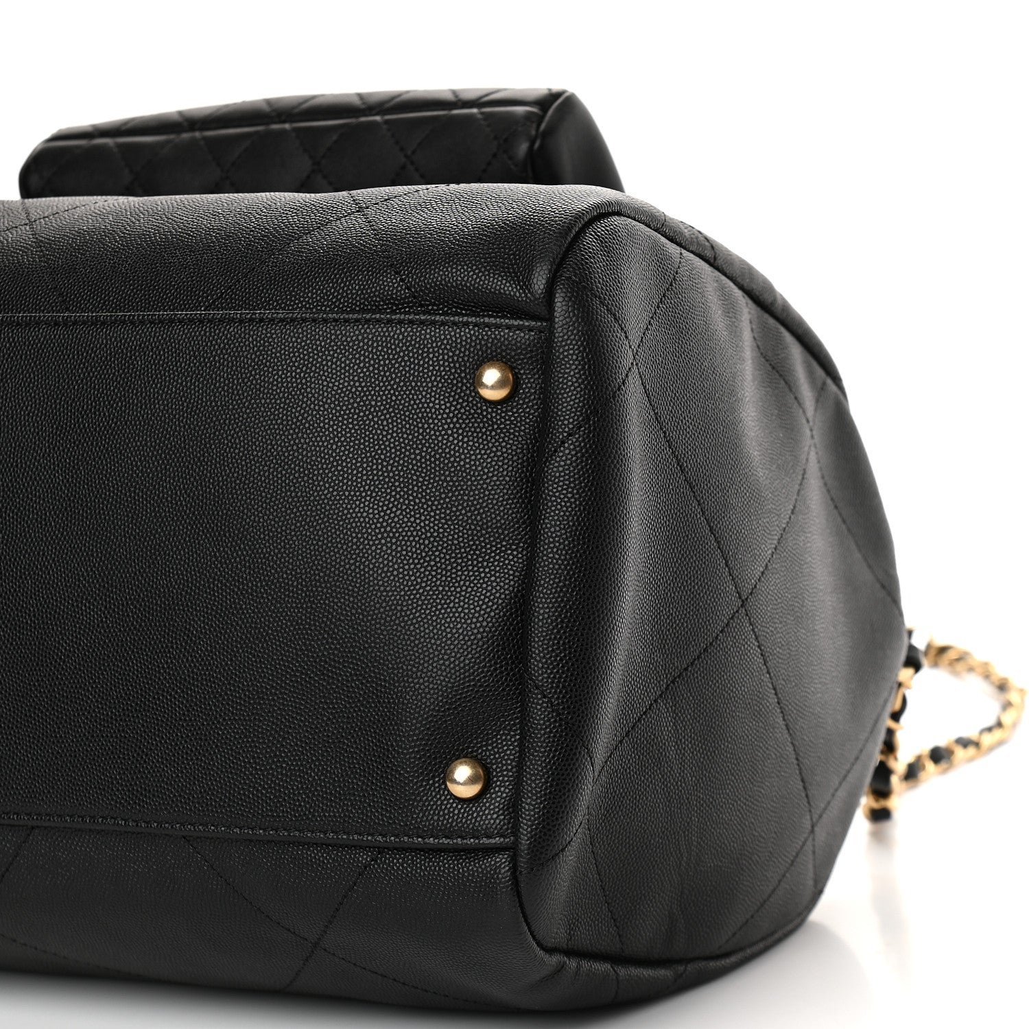 Chanel Grained Calfskin Lambskin Quilted Large Bowling Bag Black 9 of 10