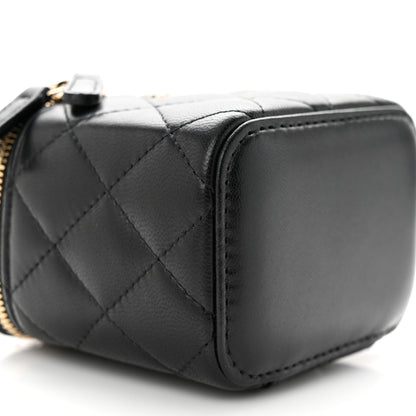 Chanel Lambskin Quilted Mini Vanity Case With Chain Black 9 of 10