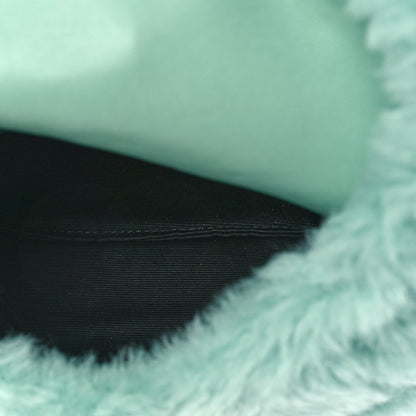 Saint Laurent Shearling Quilted Monogram Loulou Puffer Pouch Clutch Iced Mint 5 of 8