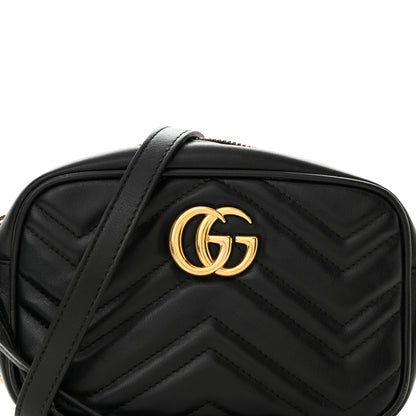 Gucci Calfskin Matelasse Mini GG Marmont Chain Shoulder Bag Black 8 of 18