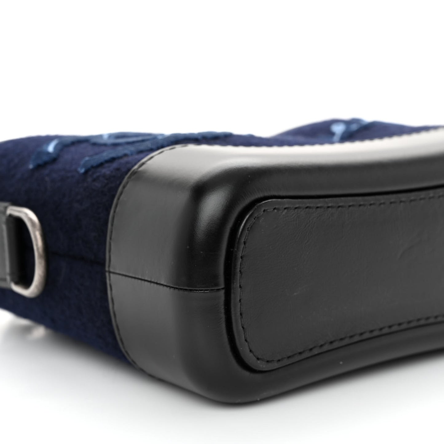 Calfskin Wool Embroidered Paris Hamburg Small Gabrielle Hobo Dark Navy Blue