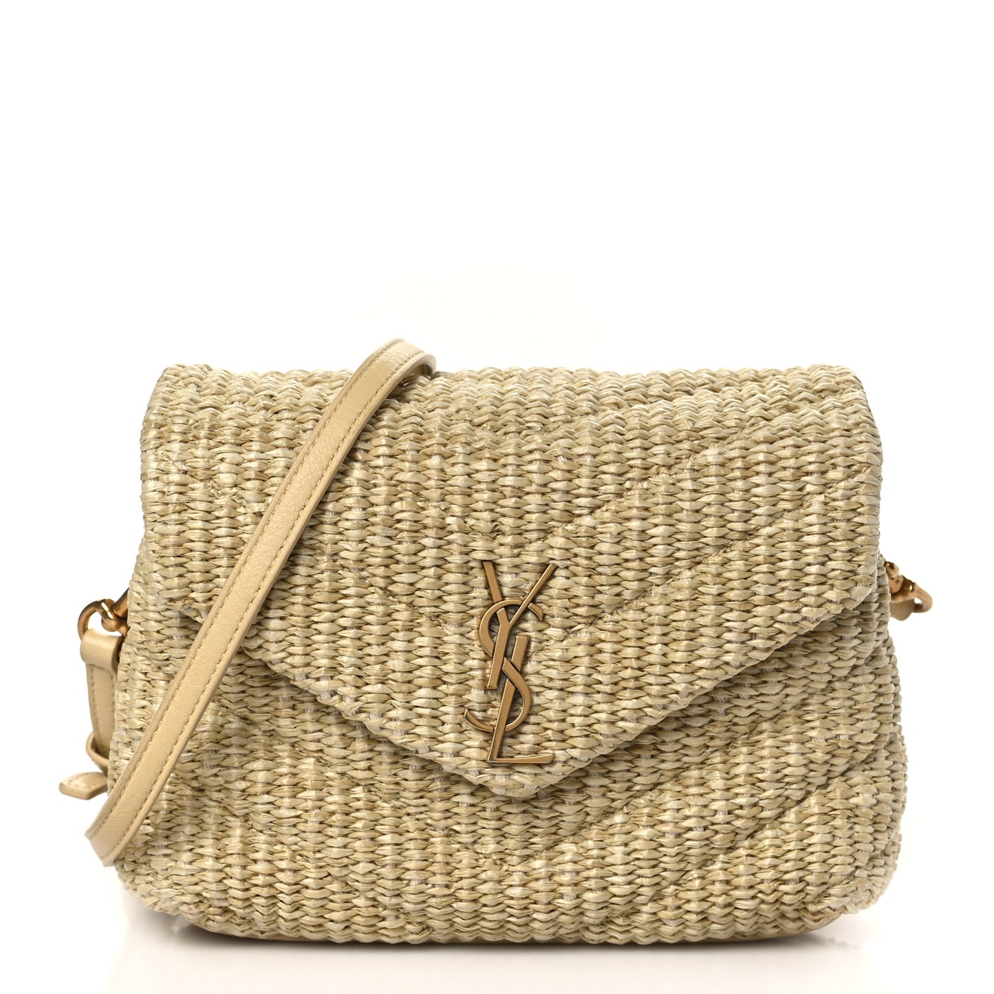 Raffia Monogram Toy Loulou Chain Satchel Naturale