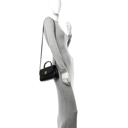 Chanel Crumpled Lambskin Quilted Mini CC Links Top Handle Flap Black 2 of 10