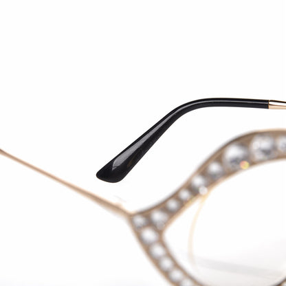 Louis Vuitton GUCCI Metal Crystal Cat Eye Glasses GG0046S Gold 5 of 8