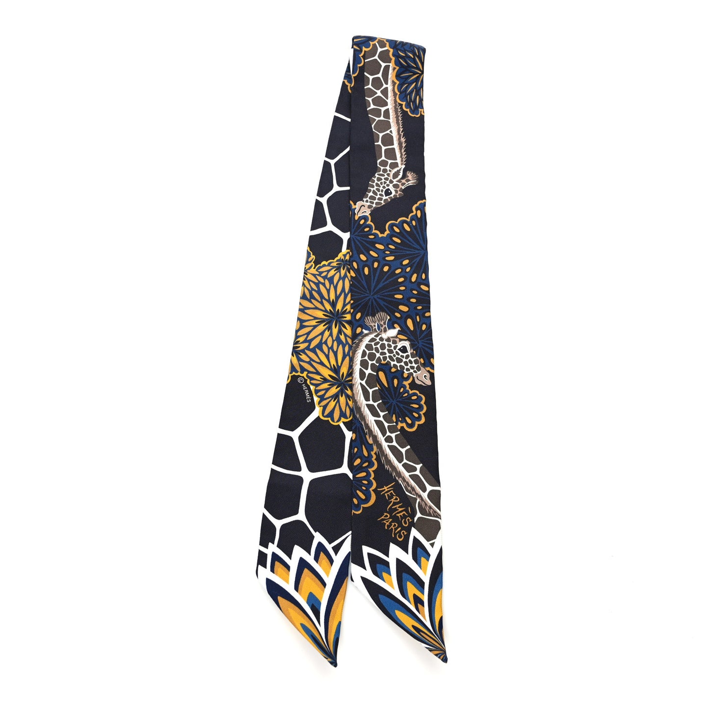 Silk Three Graces Twilly Black Gold Taupe