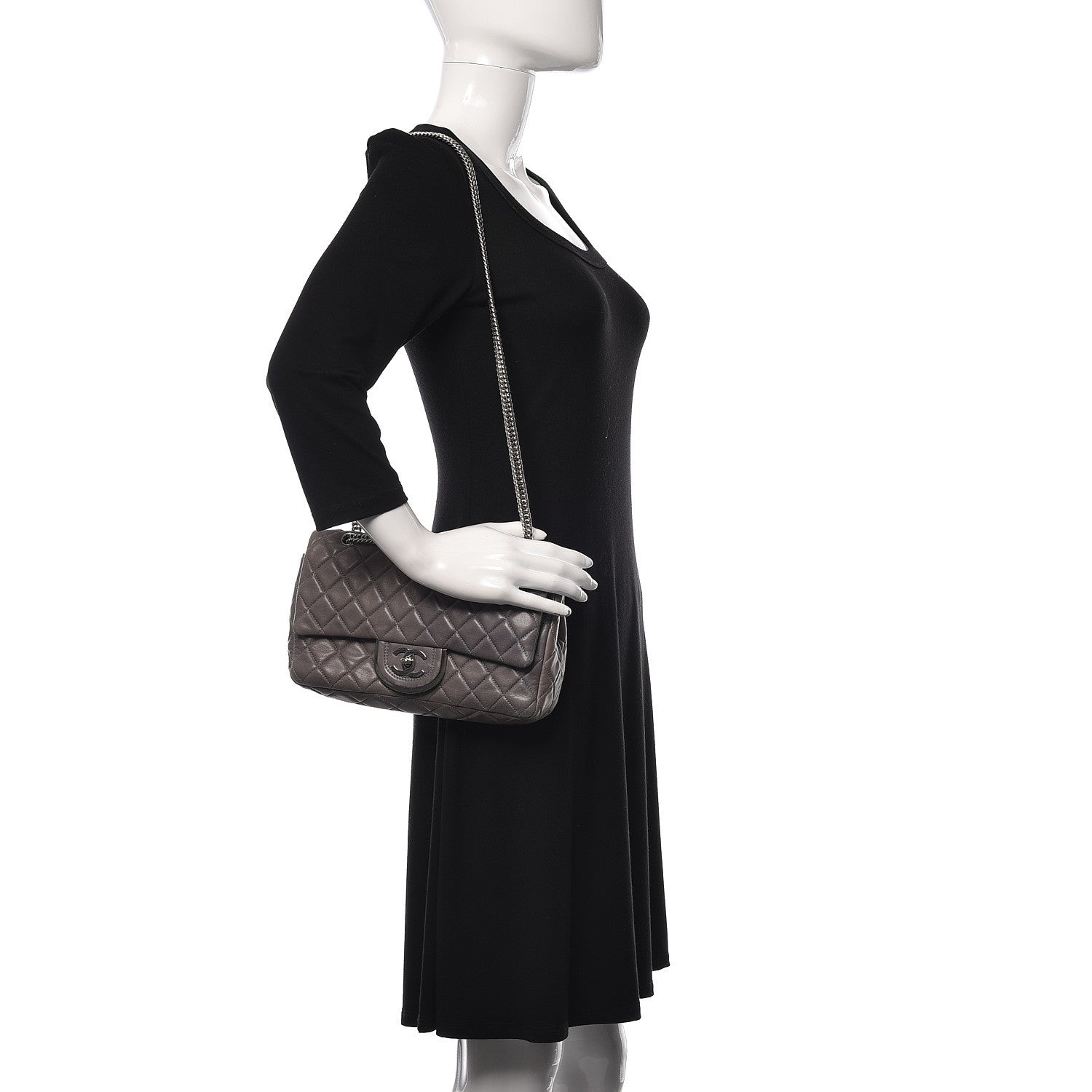 Chanel Lambskin Quilted Medium Double Flap Bijoux Chain Grey 2 of 20