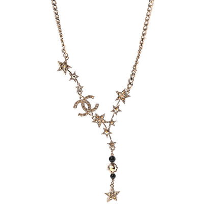 Chanel Crystal Pearl CC Star Necklace Gold Orange 1 of 5