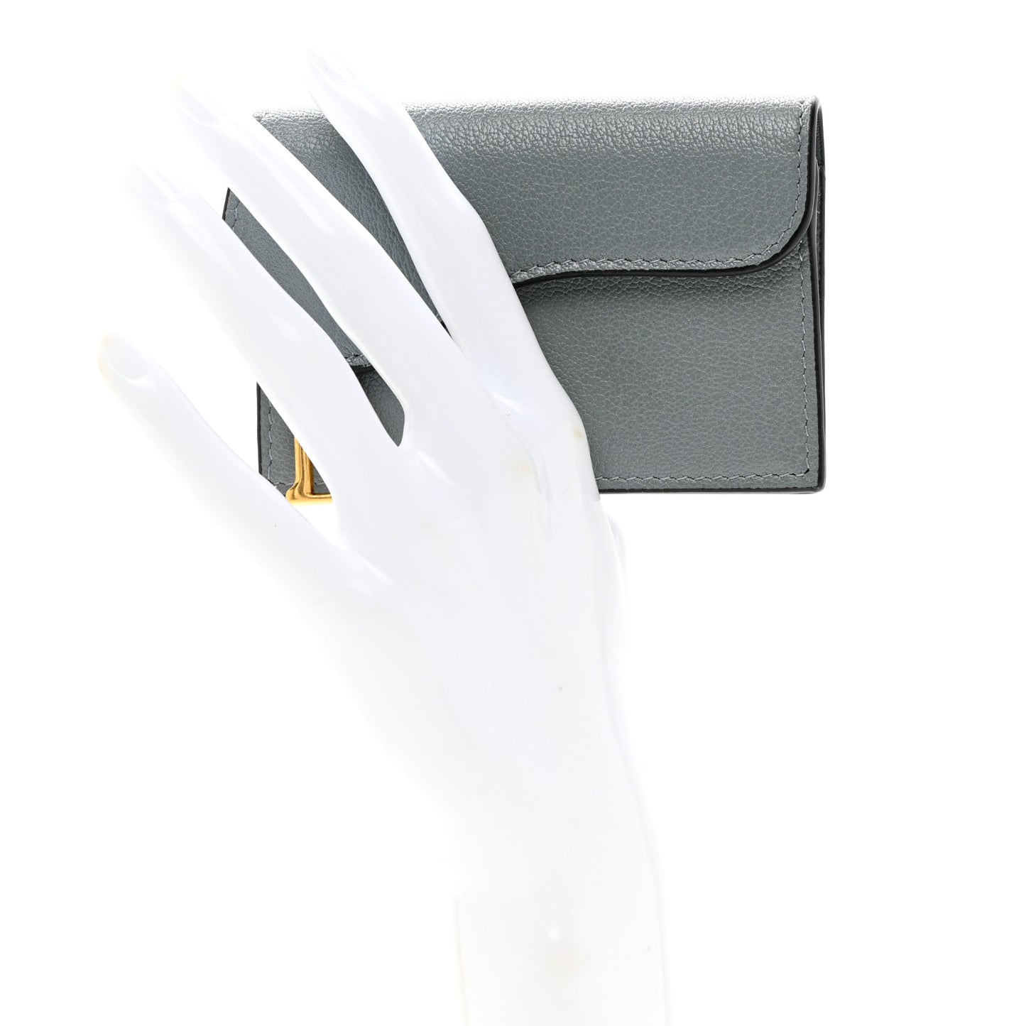 Grained Calfskin Saddle Card Holder Sky Blue