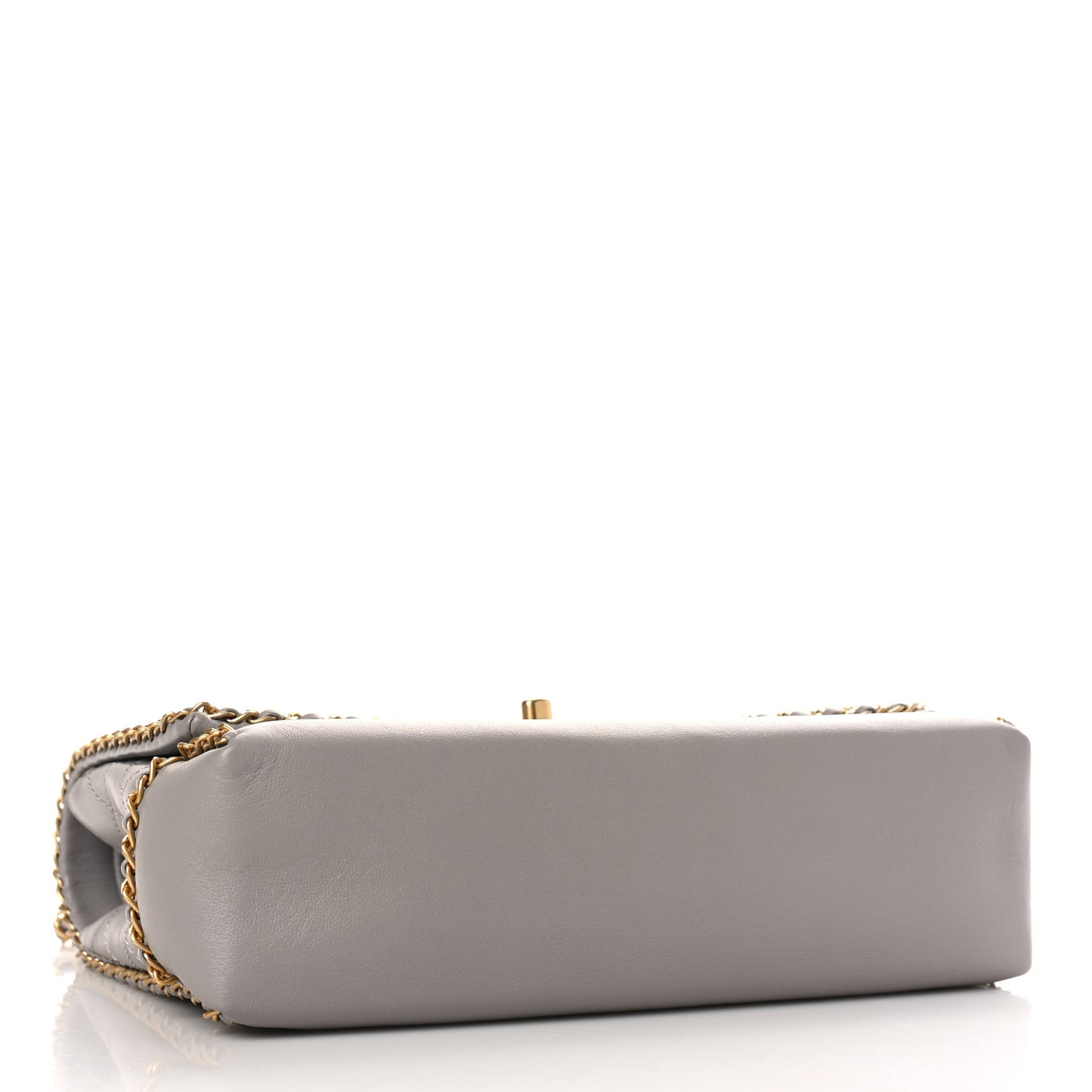 Calfskin Stitched Chain Flap Grey