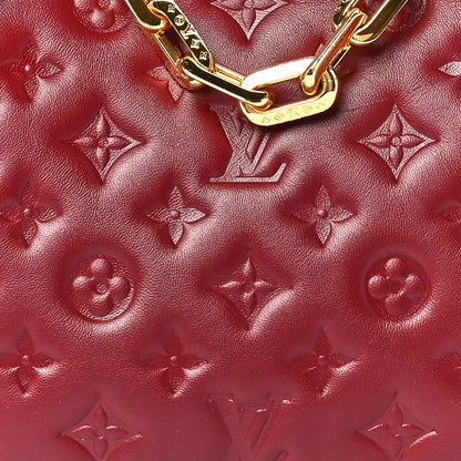 Louis Vuitton Lambskin Embossed Monogram Coussin PM Wine 7 of 9