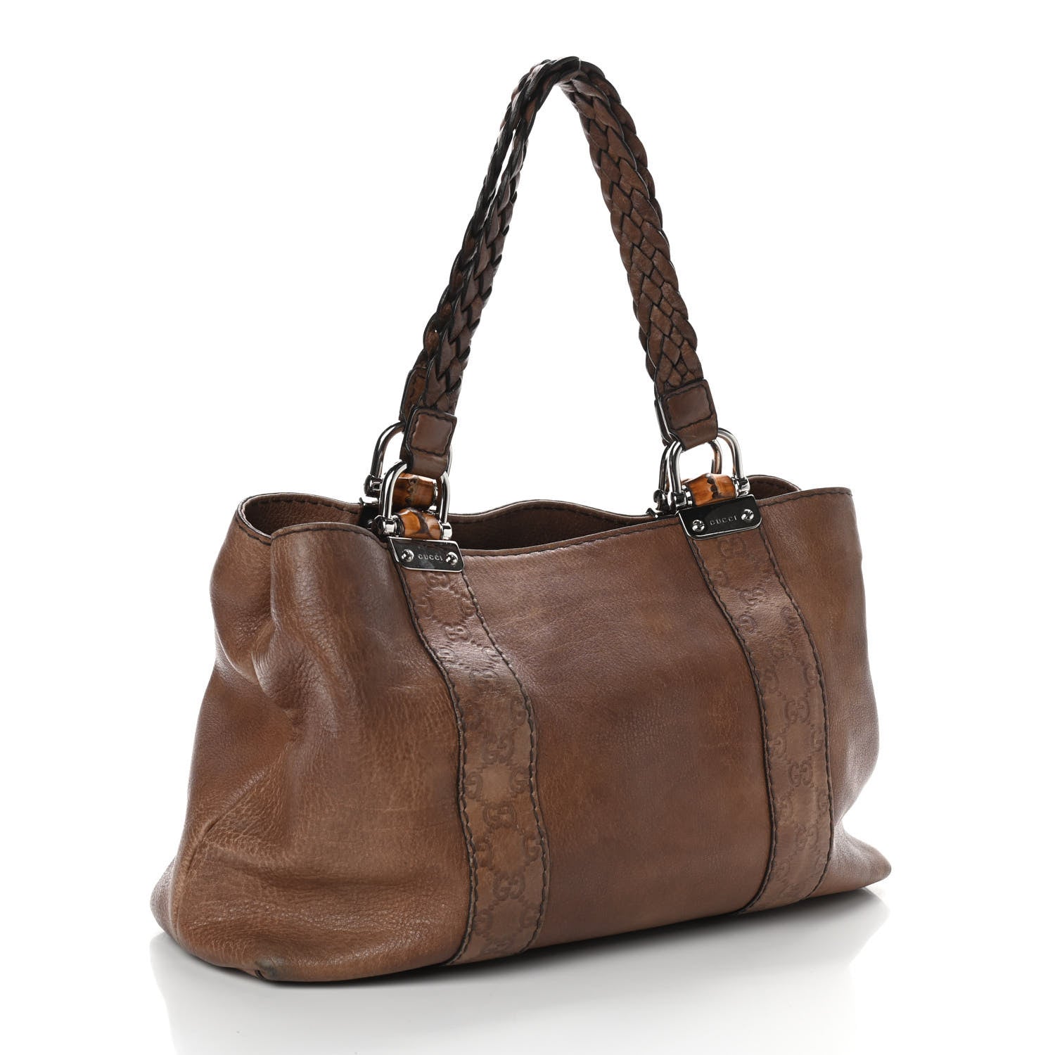 Gucci Calfskin Medium Bamboo Bar Tote Bag Brown 3 of 9