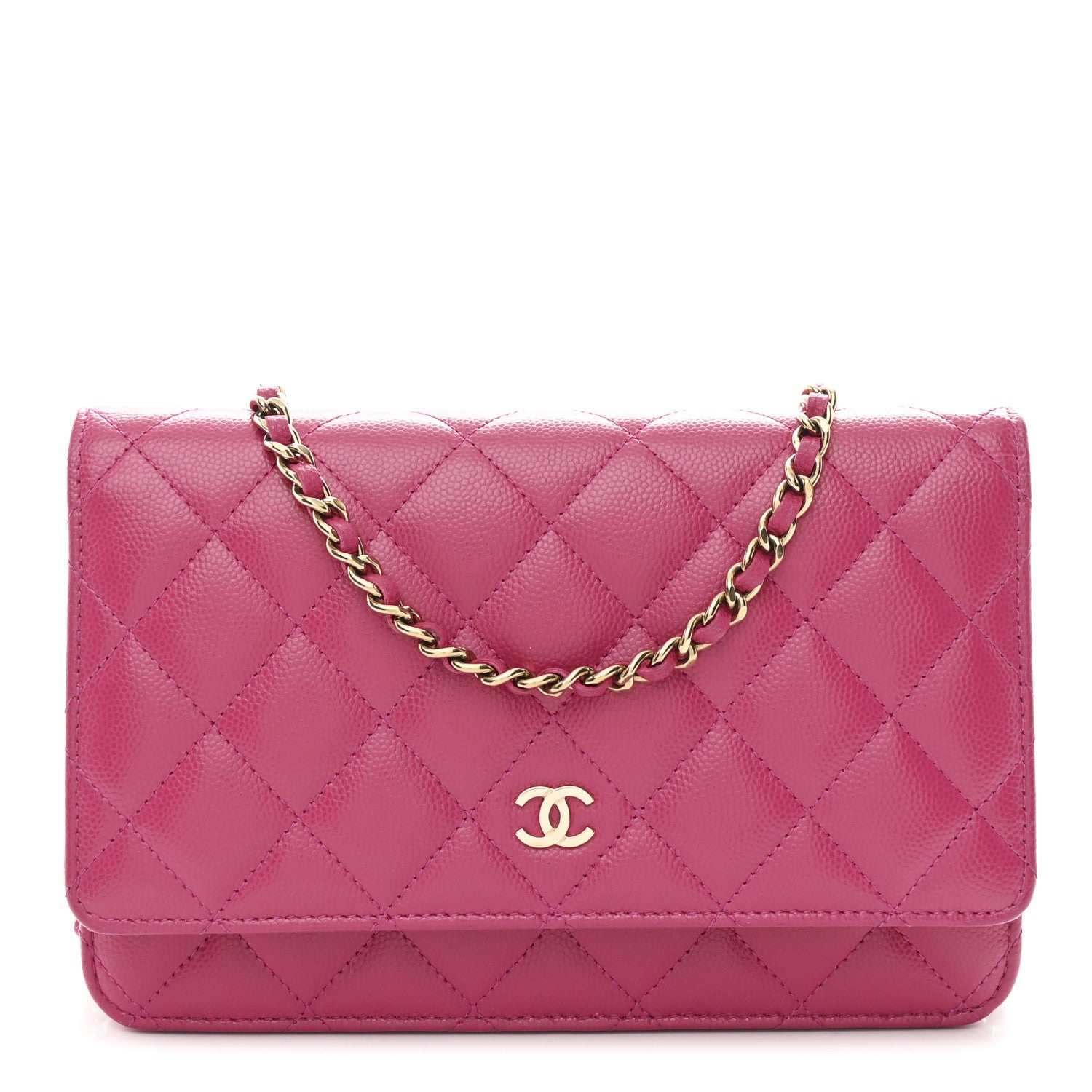 Chanel Caviar Quilted Wallet On Chain WOC Dark Pink 1 of 12