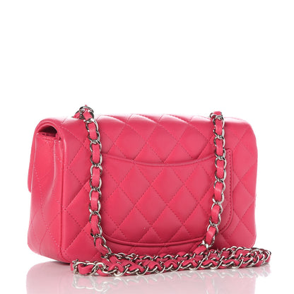 Chanel Lambskin Quilted Mini Rectangular Flap Dark Pink 3 of 9