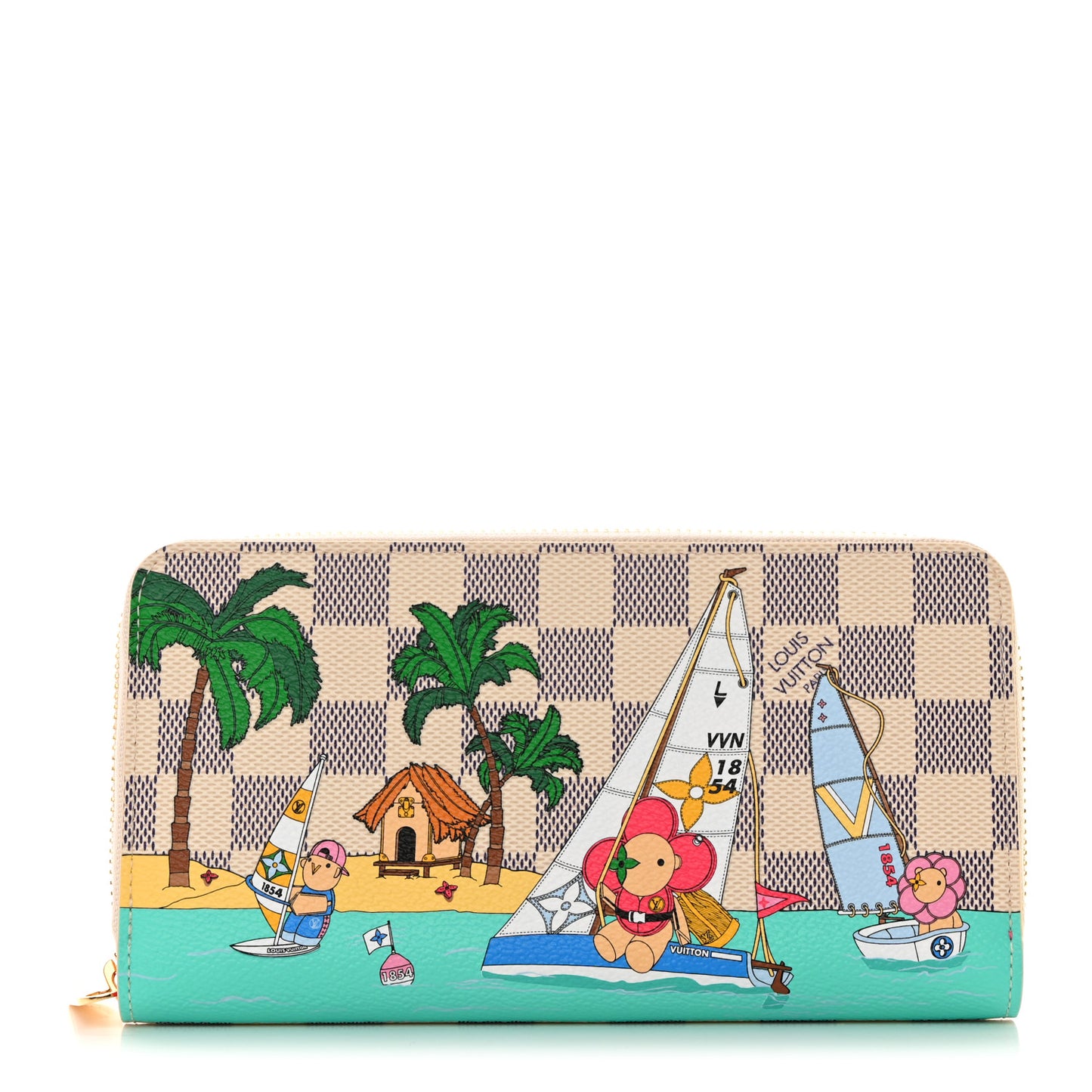 Damier Azur 2023 Christmas Animation Sailing Vivienne Zippy Wallet Dragon Fruit Pink