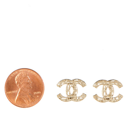 Chanel Tweed Effect CC Earrings Light Gold 2 of 5