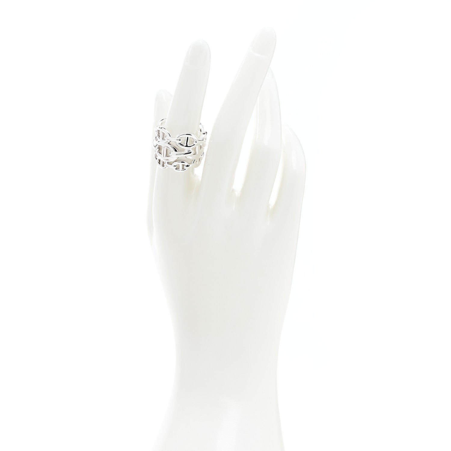 Hermes Sterling Silver GM Chaine d'Ancre Enchainee Band Ring 54 7 2 of 9
