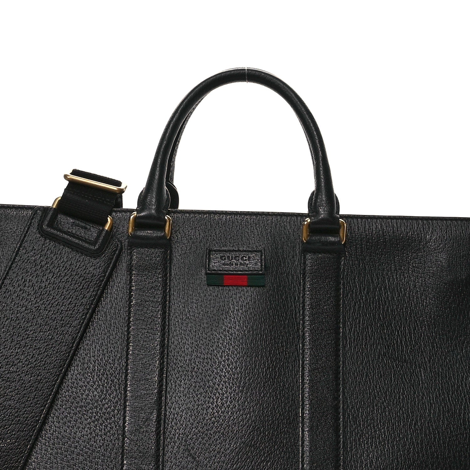Gucci Grained Calfskin Web Top Handle Tote Black 8 of 14