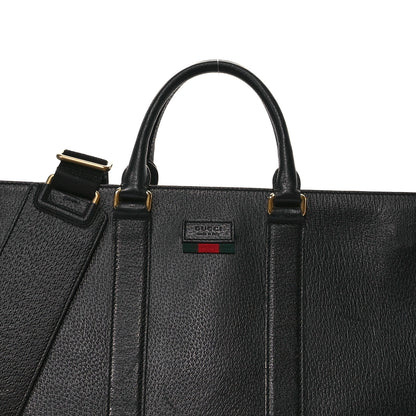 Gucci Grained Calfskin Web Top Handle Tote Black 8 of 14