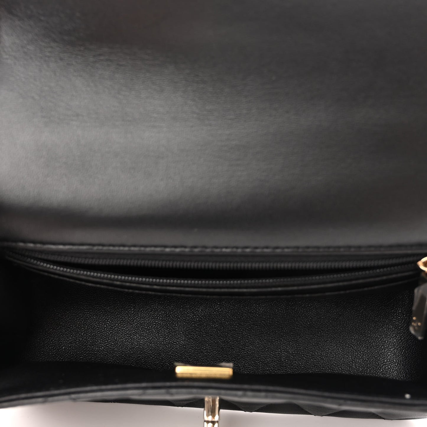 Lambskin Quilted Mini Top Handle Rectangular Flap Black