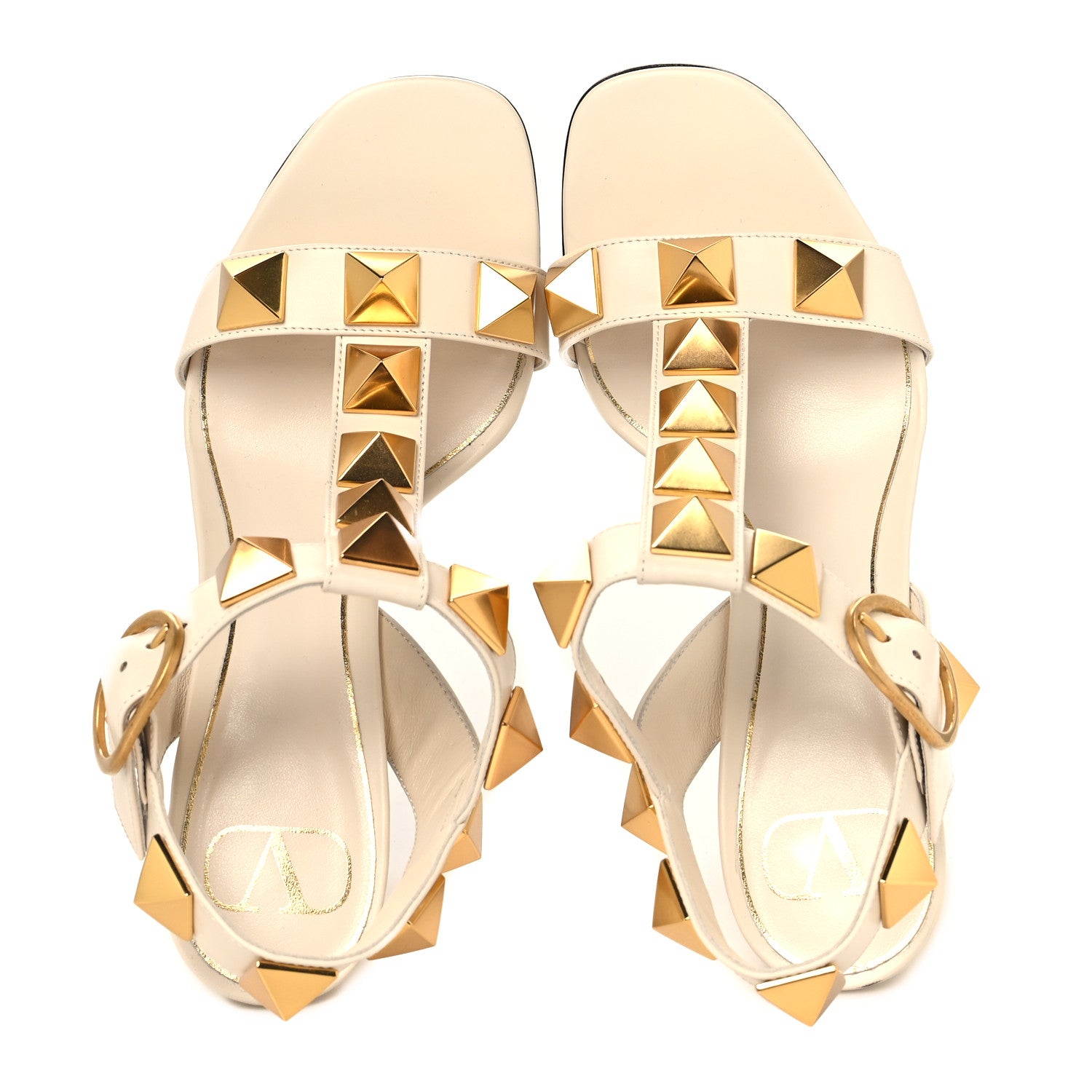 Valentino Garavani Calfskin Roman Stud 90mm Sandals 37 Light Ivory 2 of 11